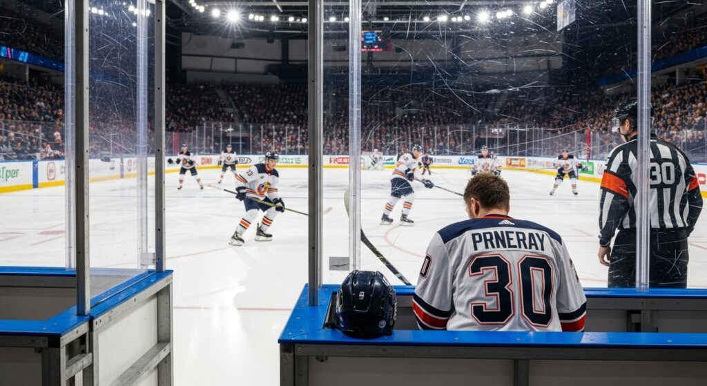 Penalty box in hockey during a game
