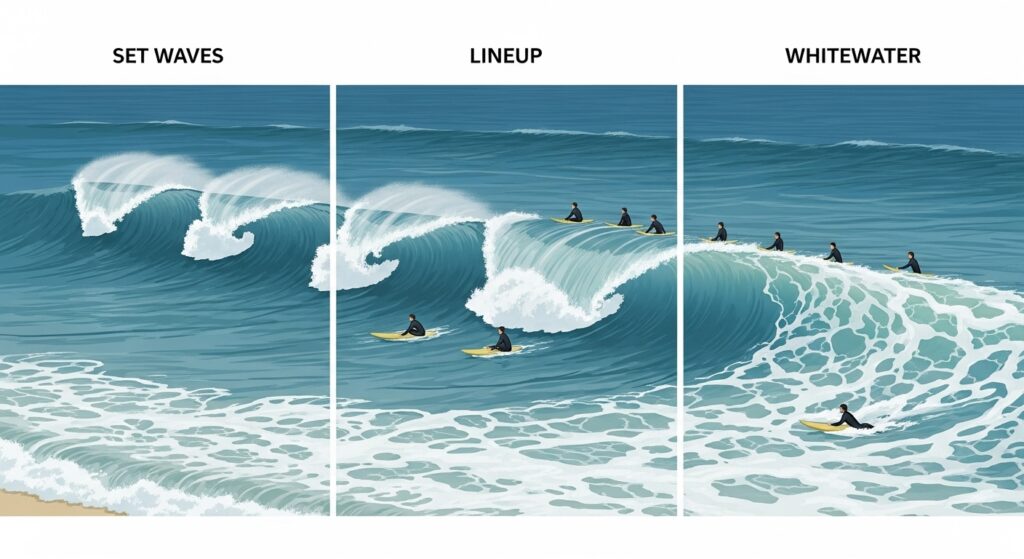 diagram of surfing lineup and wave zones