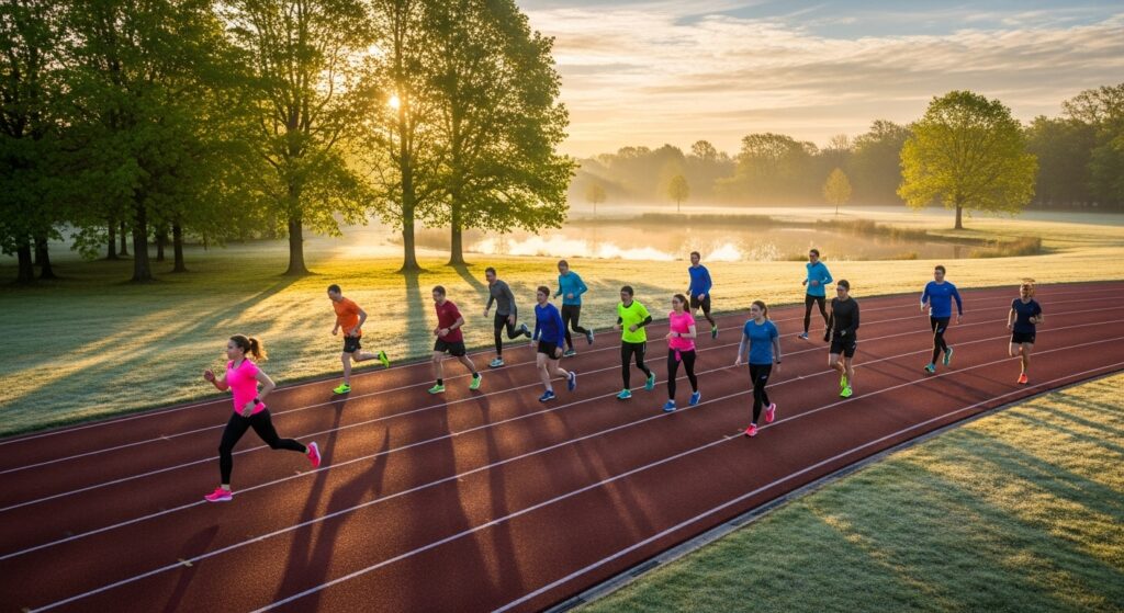 early morning 1500m training session