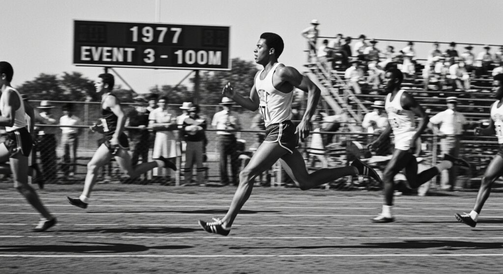 historical 1500m track event from the 1970s