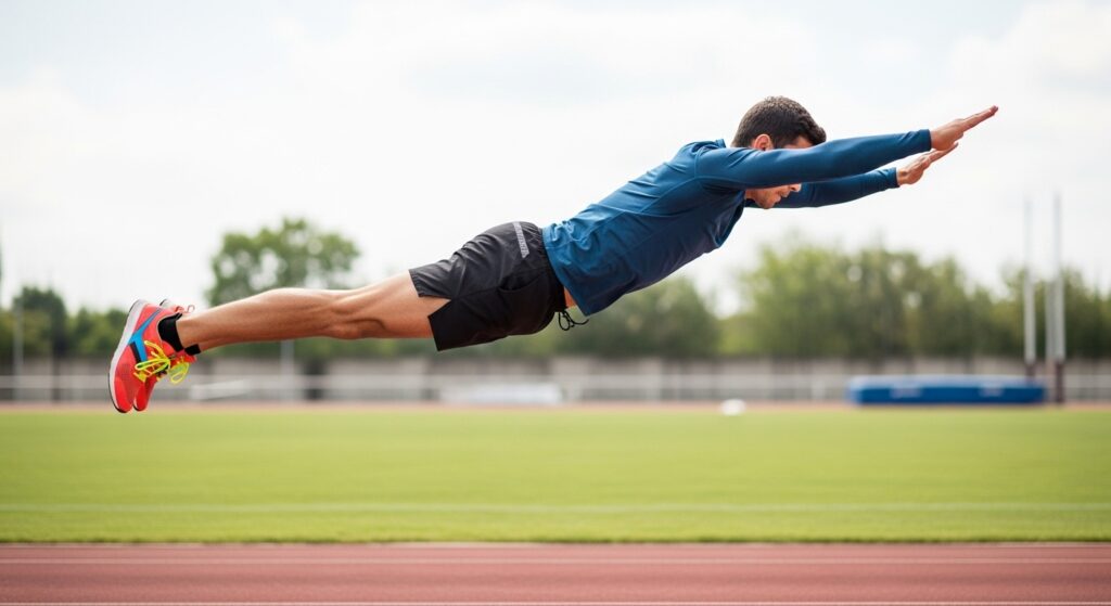 person performing burpee broad jump during training