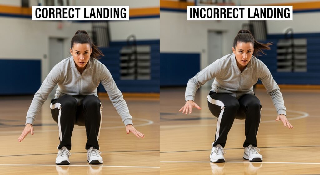 trainer correcting athlete’s burpee broad jump posture